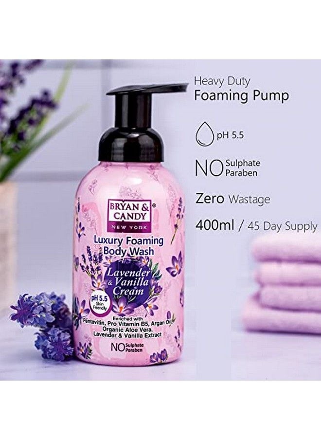 BRYAN & CANDY Lavender & Vanilla Cream Luxury Foaming Body Wash With Pentavitinpro Vit B5Argan Oillavender & Vanilla Extractskin Friendly Ph 5.5 All Skin Types 400 Ml  - Image 3