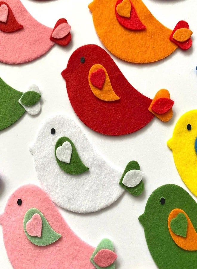 Curious Button Pack of 18 Felt Bird Die Cuts - 3x1 Inch Colorful Scandi Bird Shapes | Craft Embellishments for Card Making, Scrapbooking, Sewing, Embroidery & DIY Décor | Soft Felt Appliqué - Image 3