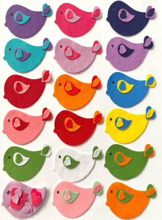 Curious Button Pack of 18 Felt Bird Die Cuts - 3x1 Inch Colorful Scandi Bird Shapes | Craft Embellishments for Card Making, Scrapbooking, Sewing, Embroidery & DIY Décor | Soft Felt Appliqué - Image 1