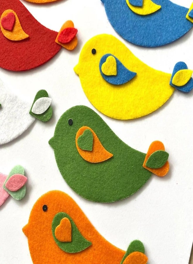 Curious Button Pack of 18 Felt Bird Die Cuts - 3x1 Inch Colorful Scandi Bird Shapes | Craft Embellishments for Card Making, Scrapbooking, Sewing, Embroidery & DIY Décor | Soft Felt Appliqué - Image 4