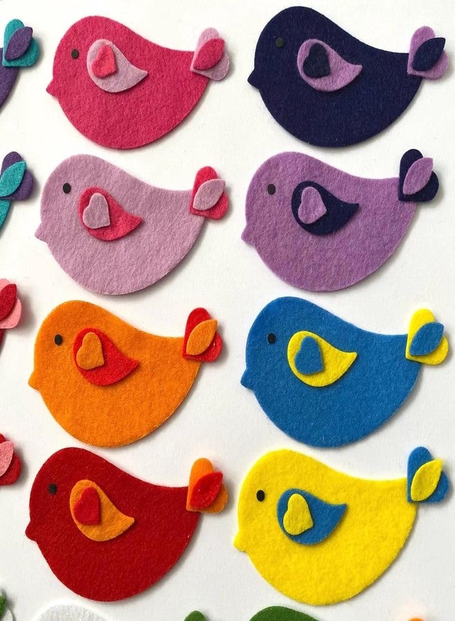 Curious Button Pack of 18 Felt Bird Die Cuts - 3x1 Inch Colorful Scandi Bird Shapes | Craft Embellishments for Card Making, Scrapbooking, Sewing, Embroidery & DIY Décor | Soft Felt Appliqué - Image 2