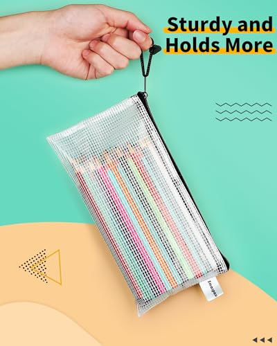 Smarpau 60pcs Zipper Pencil Pouch, 9.3" x 4.7" Small Pencil Cases Bulk, Waterproof Mesh Zipper Pouch Bags for Organizing Travel, Office - Image 3