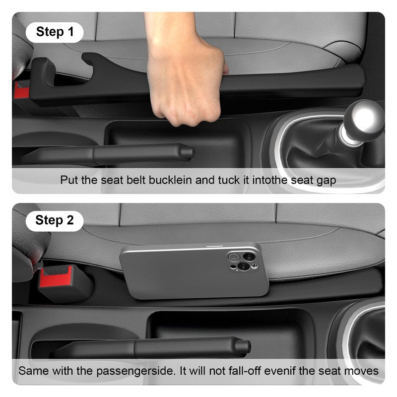 JAGASOL JAGAOSL Car Seat Gap Filler, Universal Fits Car SUV Truck PU Leather Crevice Blocker, Between Seat and Center Console, Stops Cellphone Wallet Keys Coins from Dropping, 2 Pack Black - Image 3