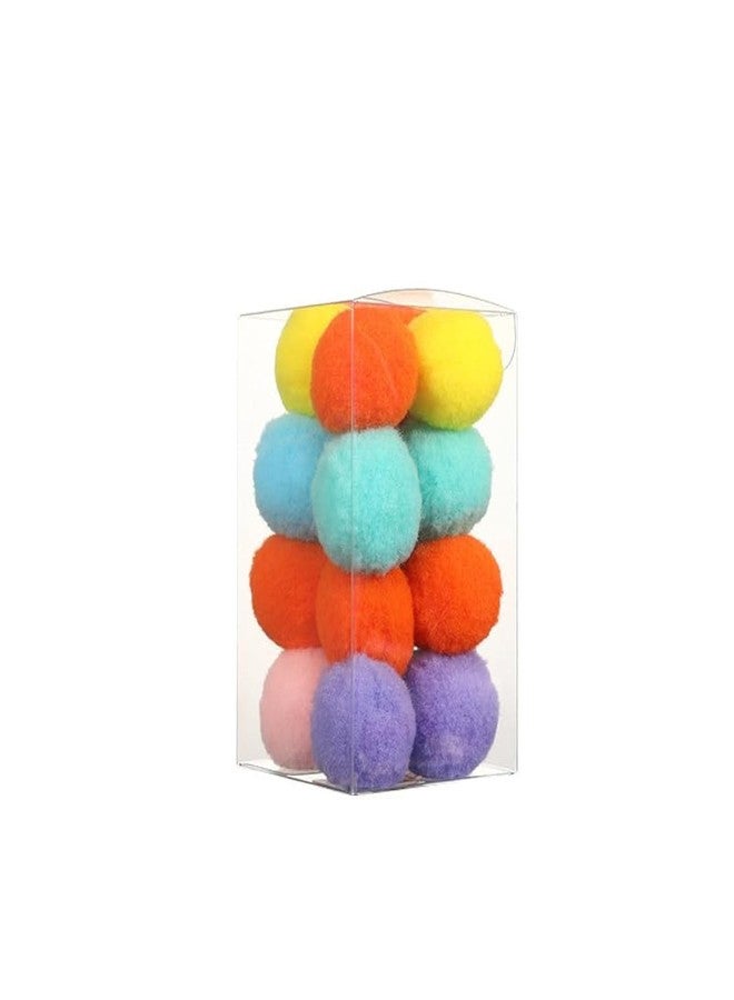 DEFKIYT Elastic Plush Balls for Cats, 12PCS 1.78inch Soft Pom Pom Balls for Indoor Pets Assorted Colors Large Training Play Toys Interactive Fuzzy for Kitten - Image 1