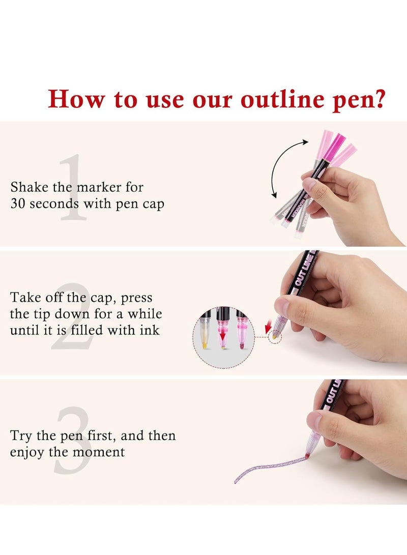 Generic Outline Markers, Double Line Pens, 12 Colors Super Squiggles Shimmer Marker Set, Self-Outline Metallic Markers Pens for Doodling, Drawing, Greeting Card Making, DIY Art Crafts  - Image 3