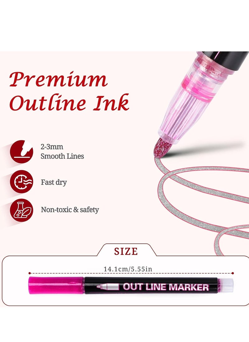 Outline Markers, Double Line Pens, 12 Colors Super Squiggles Shimmer Marker Set, Self-Outline Metallic Markers Pens for Doodling, Drawing, Greeting Card Making, DIY Art Crafts - pzsku/Z86C096D49AA5D1FD2A06Z/45/_/1721311800/0dcdac4e-7952-4d02-b94f-092ae8775991