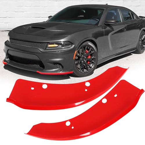 BOMLING Front Bumper Lip Splitter Protector Compatible with Dodge Charger Hellcat/SRT 392 / Scat Pack/RT Scat Pack/GT/RT 2015-2021, Red, Pack of 2 - Image 1