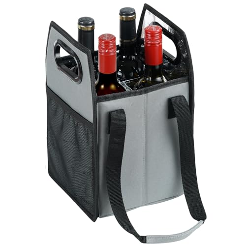 LUILANC Collapsible Bottle Carrier Reusable Portable Wine Bottle Case for Tote Bag Moving Vacation Grocery Shopping - Image 3