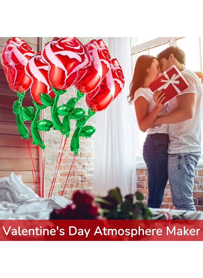 Gejoy 6 Pcs 37 Inch Red Rose Foil Balloons Rose Mother Day Balloons Flower Shaped Party Supplies for Romantic Special Night Wedding Birthday Baby Shower Graduation Valentines Day Decor - Image 4