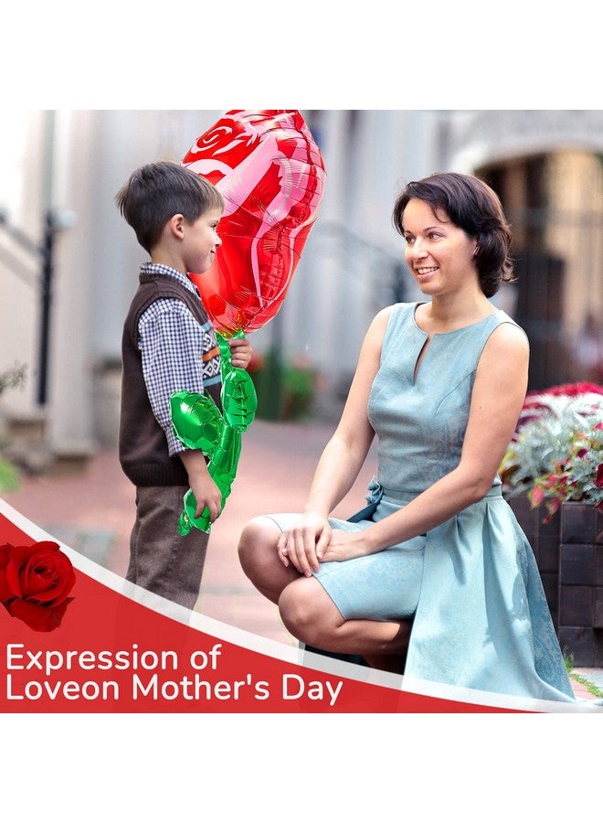 Gejoy 6 Pcs 37 Inch Red Rose Foil Balloons Rose Mother Day Balloons Flower Shaped Party Supplies for Romantic Special Night Wedding Birthday Baby Shower Graduation Valentines Day Decor - Image 5