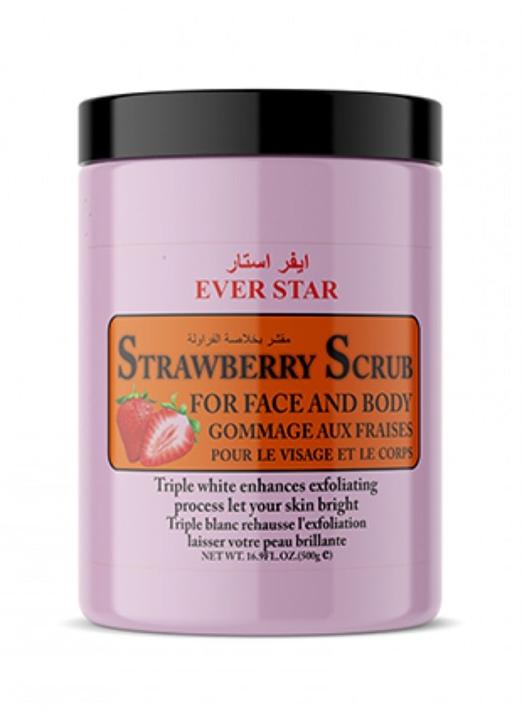 Ever star A body scrub with strawberry extract that quickly exfoliates, opens pores, removes blackheads, and gives light, soft, and healthy skin 500 grams - Image 1