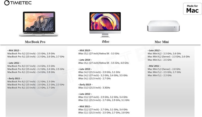 تايم تيك مجموعة Timetec Hynix IC سعة 16 جيجابايت (2×8 جيجابايت) متوافقة مع Apple DDR3L 1600MHz PC3L-12800 لأجهزة MacBook Pro وiMac وMac Mini من أوائل/منتصف/أواخر 2011، ومنتصف/أواخر 2012، وأوائل/أواخر 2013، وأواخر 2014، ومنتصف 2015 (مجموعة 16 جيجابايت (2×8 جيجابايت)) - Image 3