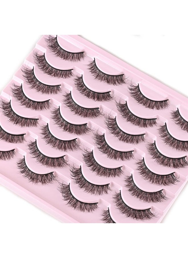 FARRED - Natural Lashes Short Eyelashes Wispy False Mink Lash Pack 14 Pair Natural Look Fluffy Cat Eye Strip Eyelash Small Fake Lashes Full Pestañas Sets For Mua And Beginners Daily Makeup (F1 | 8-14Mm) - Image 1