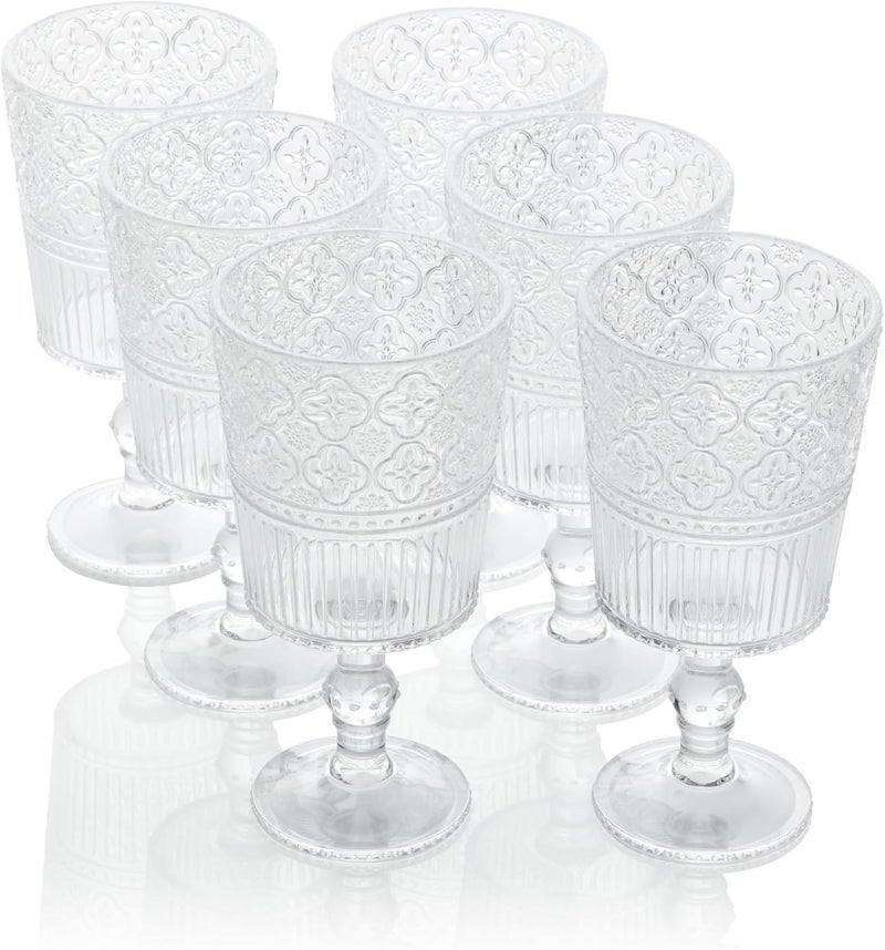 Certified International Certified International Victoria Clear Set of 6 Premium Acrylic All Purpose Goblet 35x35x7 14oz  Unbreakable Drinkware with Elegant Embossed Design Perfect for Everyday Use  Entertaining  - Image 1