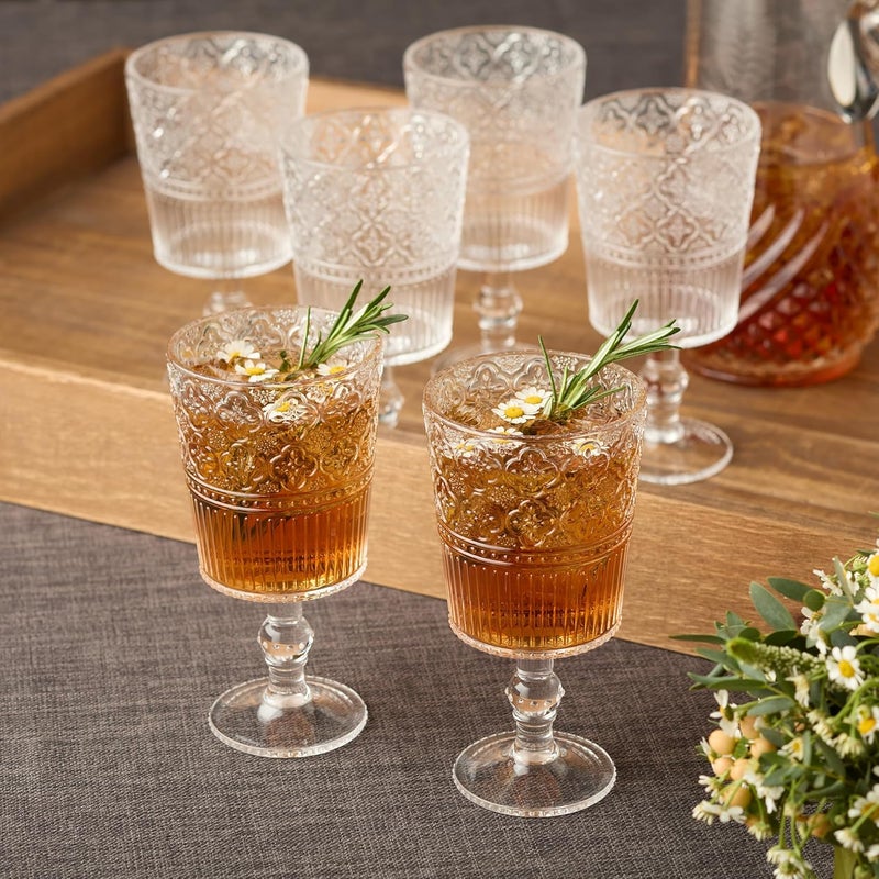Certified International Certified International Victoria Clear Set of 6 Premium Acrylic All Purpose Goblet 35x35x7 14oz  Unbreakable Drinkware with Elegant Embossed Design Perfect for Everyday Use  Entertaining  - Image 5