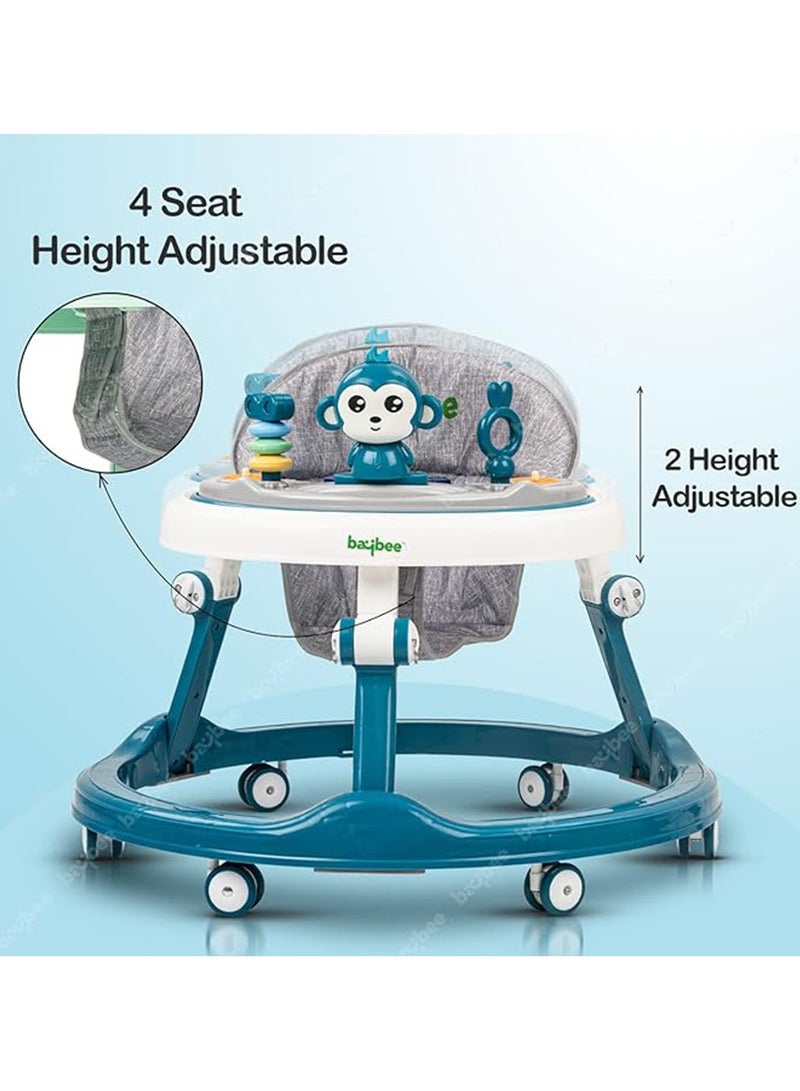 Baybee Drono Baby Walker for Kids, Round Kids Walker with 4 Seat Height Adjustable | Foldable Activity Walker for Baby with Food Tray & Musical Toy Bar | Walker Baby 6-18 Months Boys Girls (Blue) - Image 2