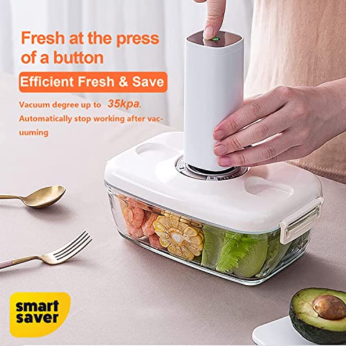 Smart Saver Food Storage Vacuum Seal 2 Containers (1x2600ml & 1x1300ml) with 1 Electric Vacuum Sealer Pump for Kitchen Organization, Preserve Food Longer, Airtight, Marinating Meat & for Pantry - Image 3