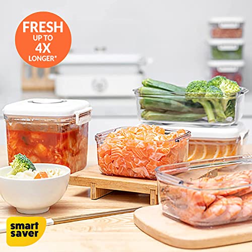 Smart Saver Food Storage Vacuum Seal 2 Containers (1x2600ml & 1x1300ml) with 1 Electric Vacuum Sealer Pump for Kitchen Organization, Preserve Food Longer, Airtight, Marinating Meat & for Pantry - Image 4