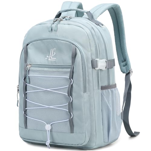 Lanola Travel Backpack Durable Middle Schoolbag Travel Bag for Men Women Lightweight College Student Backpack Gray Blue - Image 1