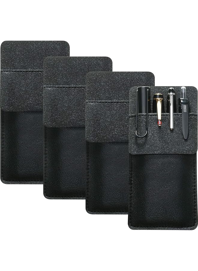 Generic 4Pcs Handmade Leather Pen Pouch Pencil Pocket Holder Organizer Pocket Protector Pen Organizer Pen Pouch Pocket Protector For School Office Hospital Supplies Lab Coats Shirts Pen Note  - Image 1