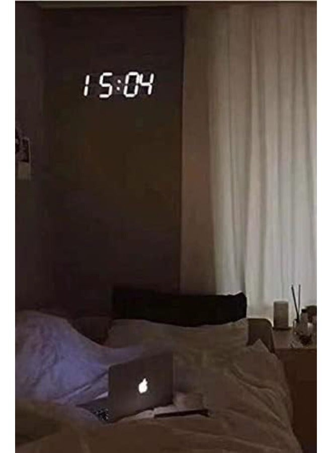 3D الجدار شنقا المنبه الرقمي الأبيض على مدار الساعة الرقمية ، السطوع التلقائي قابل للتعديل ، 12 / 24 ساعة / تاريخ عرض درجة الحرارة ، ديكور المنزل الحديثة الكهربائية ضوء الليل المنبه - Image 5