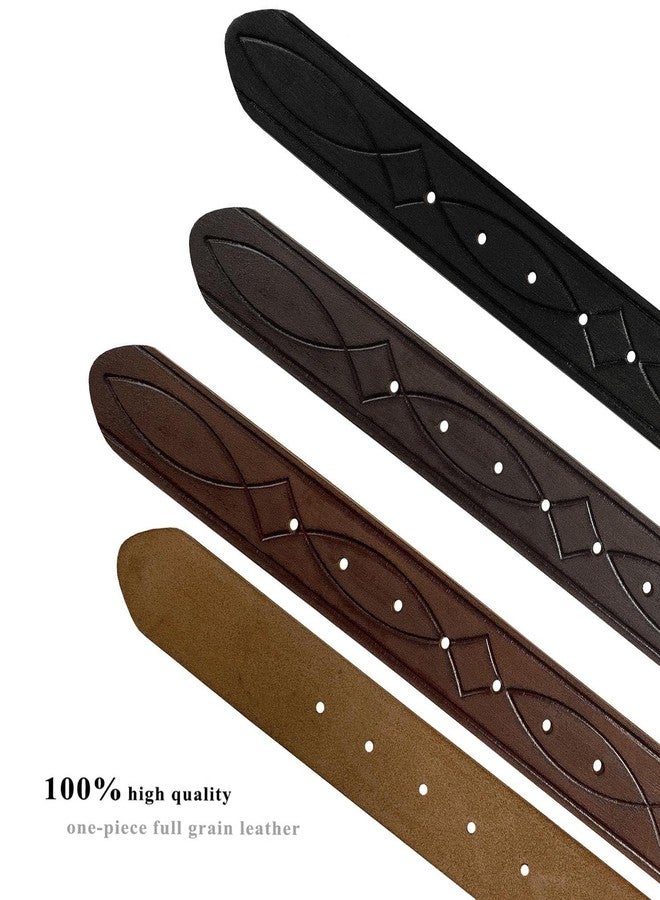 بيلتس.كوم 382000 حزام جلدي أصلي قطعة واحدة كامل الحبيبات، منقوش يدويًا، عرضه 1-1/2 بوصة (بني، 36) - Image 4