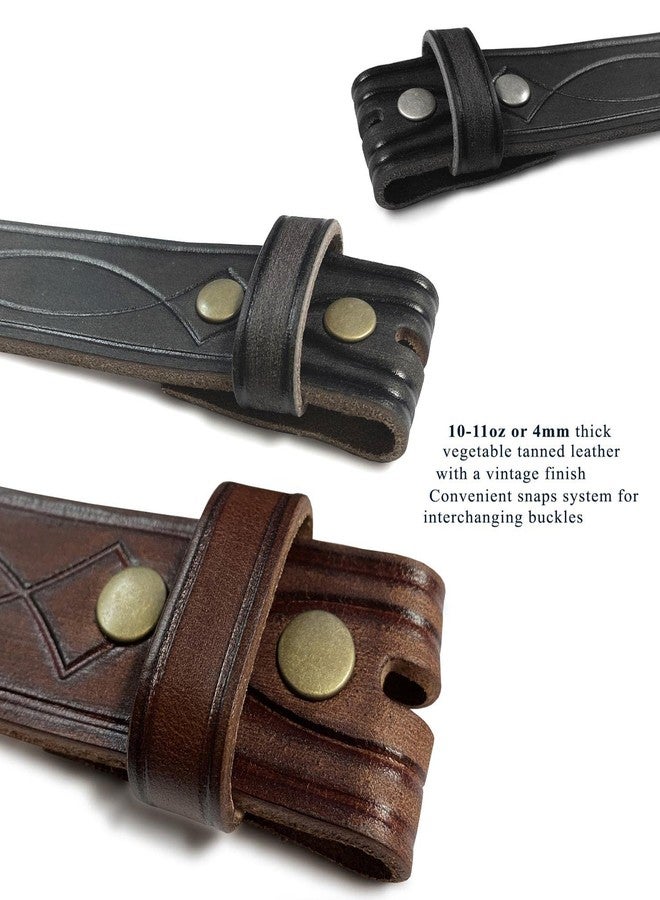 بيلتس.كوم 382000 حزام جلدي أصلي قطعة واحدة كامل الحبيبات، منقوش يدويًا، عرضه 1-1/2 بوصة (بني، 36) - Image 3