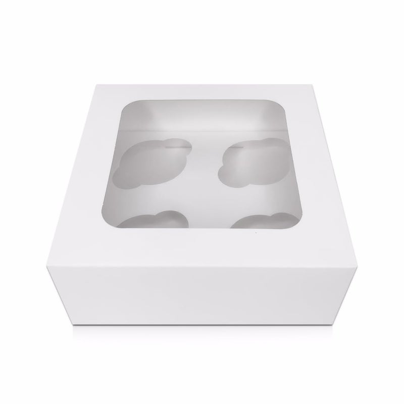 25 x White Cupcake Boxes  4 Holes