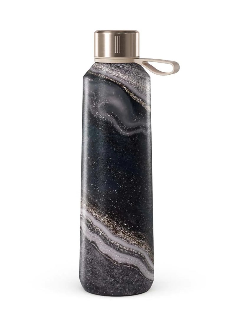 بورجا زجاجة مياه معزولة (17 أونصة) زجاجات مياه أنيقة من الفولاذ المقاوم للصدأ زجاجة مياه معدنية متينة تبقى ساخنة أو باردة ومضادة للانزلاق ومضادة للتسرب وقابلة لإعادة الاستخدام - ماجيك نايت - Image 1