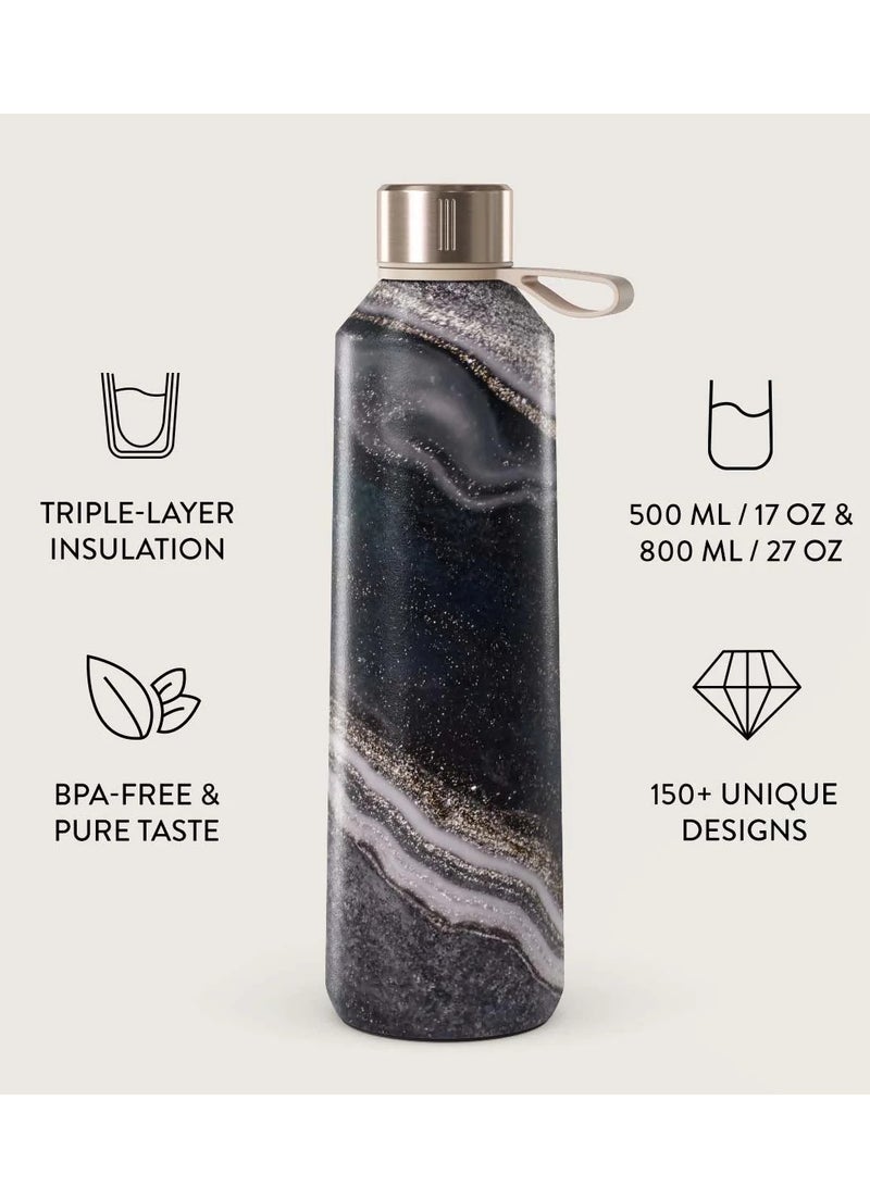 بورجا زجاجة مياه معزولة (17 أونصة) زجاجات مياه أنيقة من الفولاذ المقاوم للصدأ زجاجة مياه معدنية متينة تبقى ساخنة أو باردة ومضادة للانزلاق ومضادة للتسرب وقابلة لإعادة الاستخدام - ماجيك نايت - Image 4