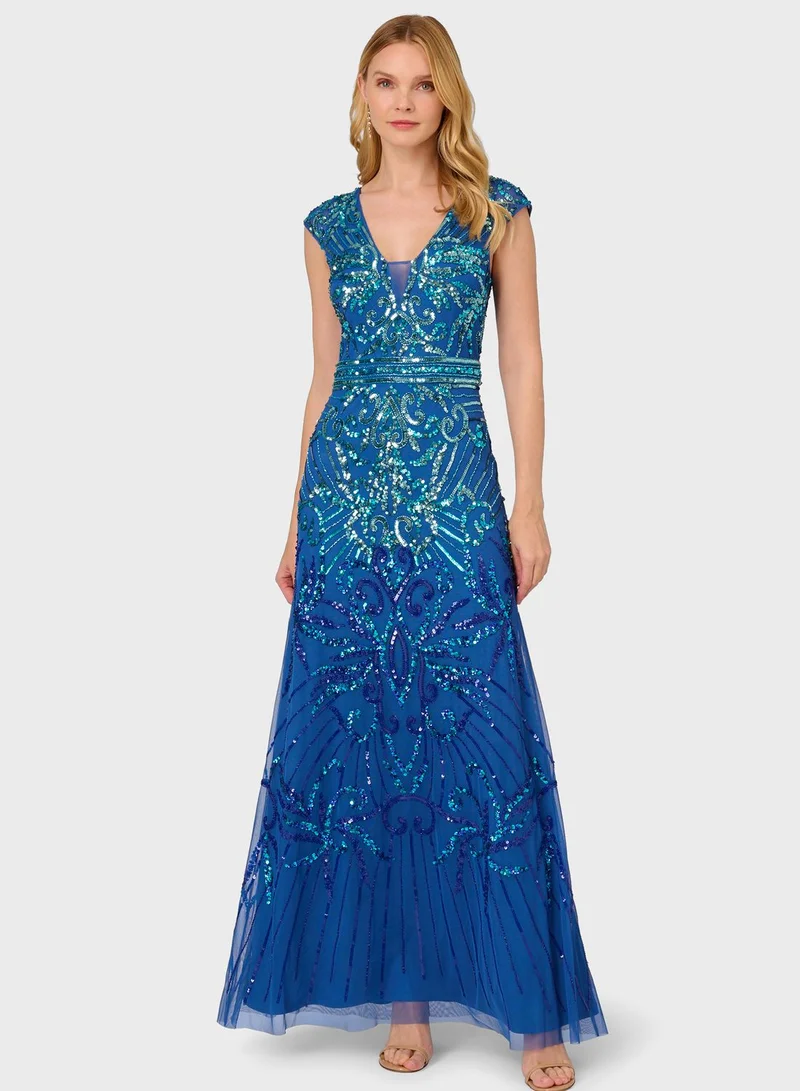 Adrianna Papell Sequin Embellished Gown