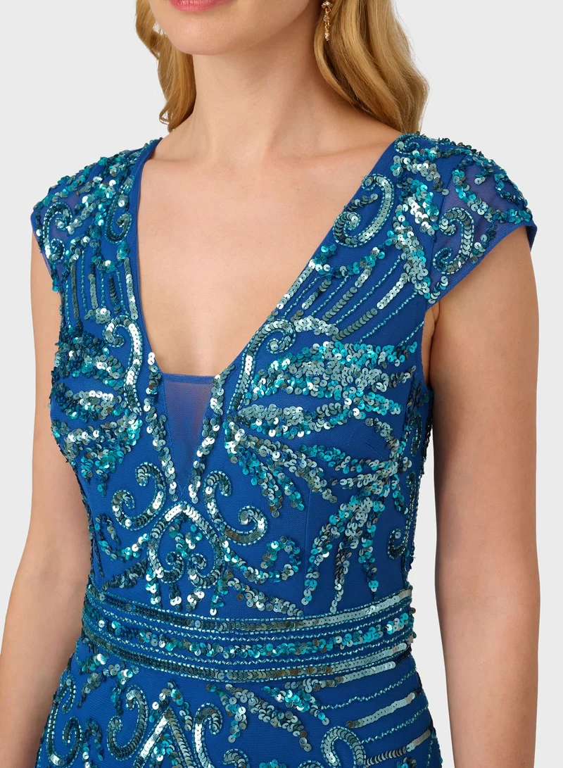 Adrianna Papell Sequin Embellished Gown