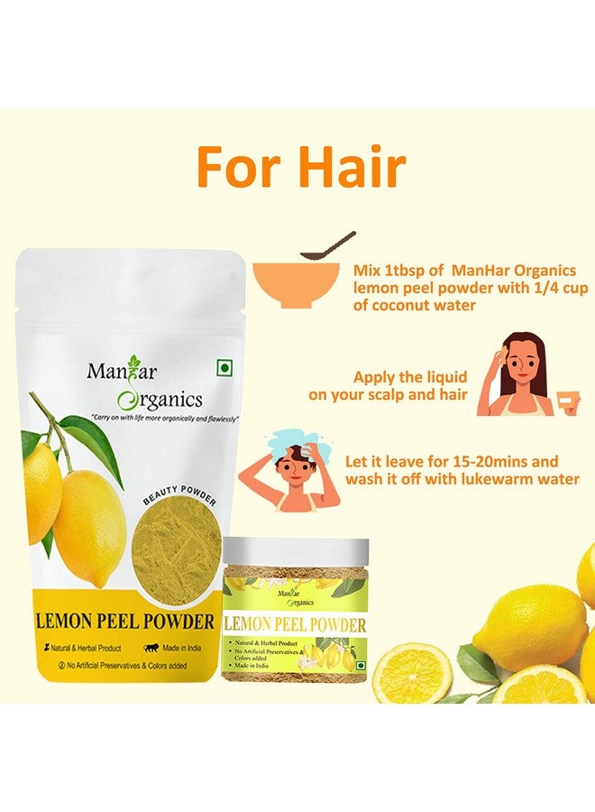 ManHar Organics Pure Lemon Peel Powder for Face Pack, Scrubbing, Exfoliation Skin Care Mask Jar 100gm- Nimbu Chilka Powder | Citrus Limon | With Vitamin C - Image 5