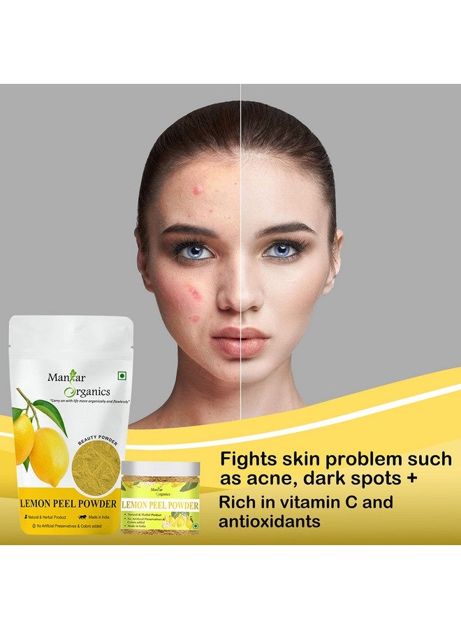 ManHar Organics Pure Lemon Peel Powder for Face Pack, Scrubbing, Exfoliation Skin Care Mask Jar 100gm- Nimbu Chilka Powder | Citrus Limon | With Vitamin C - Image 2