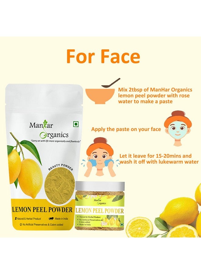 ManHar Organics Pure Lemon Peel Powder for Face Pack, Scrubbing, Exfoliation Skin Care Mask Jar 100gm- Nimbu Chilka Powder | Citrus Limon | With Vitamin C - Image 4