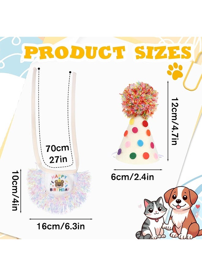 Cat Birthday Hat and Bandana Scarf Set Cute Lace Puppy Bib Scarf Party Decorations for Small Medium Cats Dogs Birthday Outfit with Happy Birthday Pattern Adjustable Neck Girth for 3-10kg Pet(S Size) - Image 4