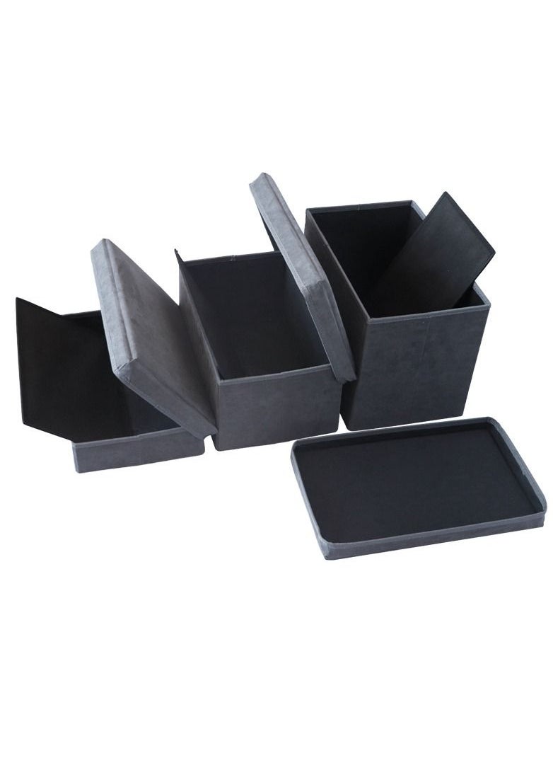 DUNISO - Folding Pet Stairs 3 Steps Foldable Dogs Stair for High beds Pet Storage Stepper Pet Steps for Older Dogs Cats Puppies Injured Dogs Small Dogs (Grey) - Image 1