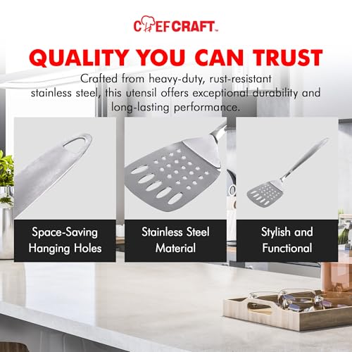 Chef Craft Stainless Steel Slotted Turner - Image 4