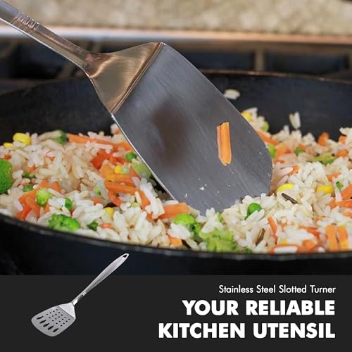 Chef Craft Stainless Steel Slotted Turner - Image 3