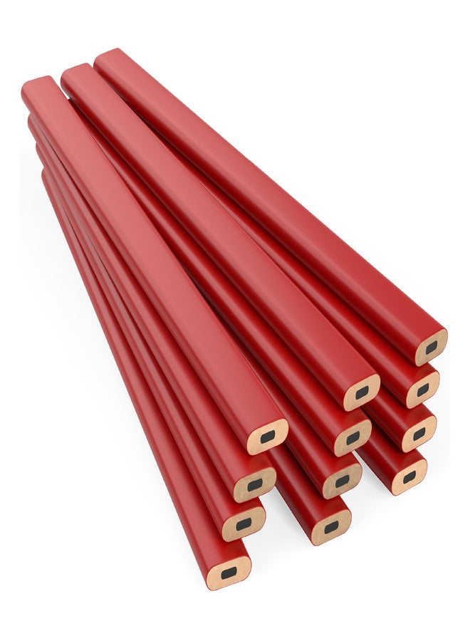 GRAPHITE Hard Lead Carpenter Pencils Bulk - (1) Pack of 12 Pieces Lumber Wooden Pencil #2 (HB) - Red - Image 1