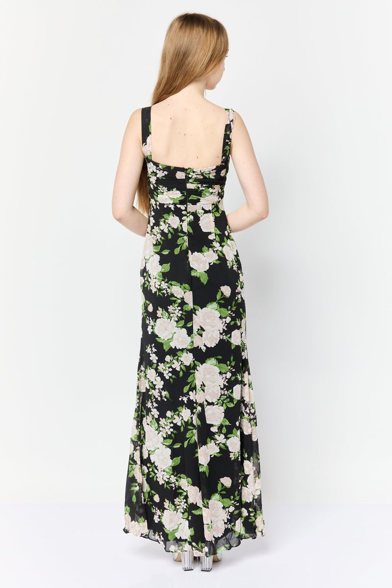 Lulus Women Floral Pattern Maxi Dress, Multicolor - Image 4