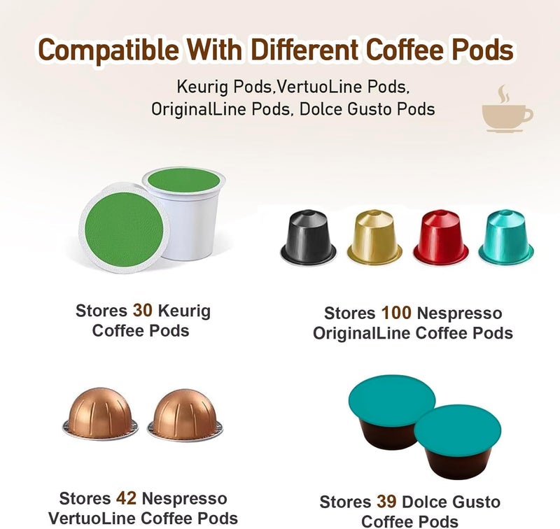 ZECENN Coffee Pod Holder Storage for Counter, Clear Organizer for K Cup, Compatible with Nespresso OriginalLine VertuoLine Capsules & Keurig, Acrylic Coffee Pods Holder with Lid - Clear - Image 4