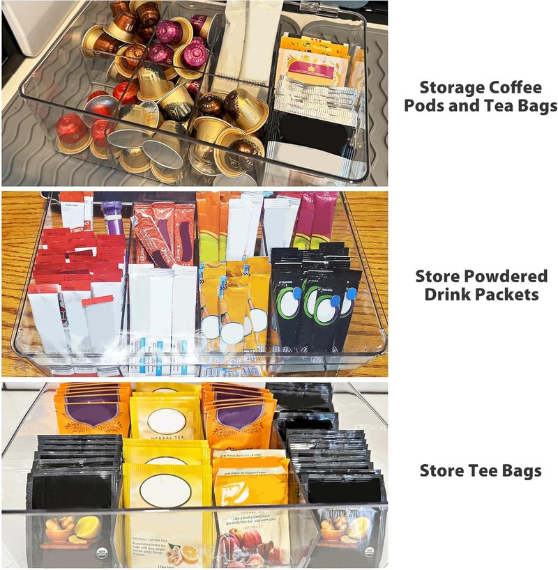ZECENN Coffee Pod Holder Storage for Counter, Clear Organizer for K Cup, Compatible with Nespresso OriginalLine VertuoLine Capsules & Keurig, Acrylic Coffee Pods Holder with Lid - Clear - Image 2
