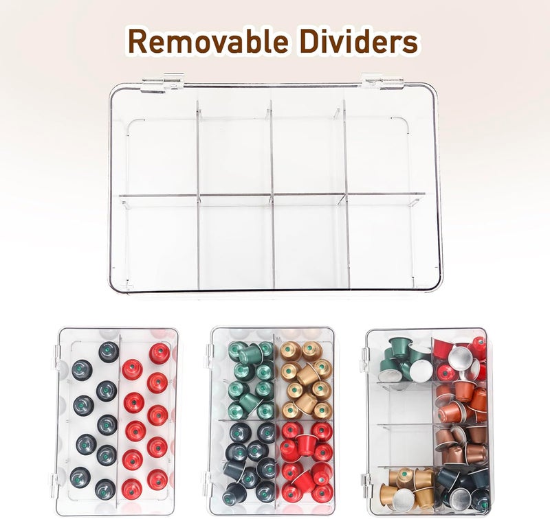 ZECENN Coffee Pod Holder Storage for Counter, Clear Organizer for K Cup, Compatible with Nespresso OriginalLine VertuoLine Capsules & Keurig, Acrylic Coffee Pods Holder with Lid - Clear - Image 5