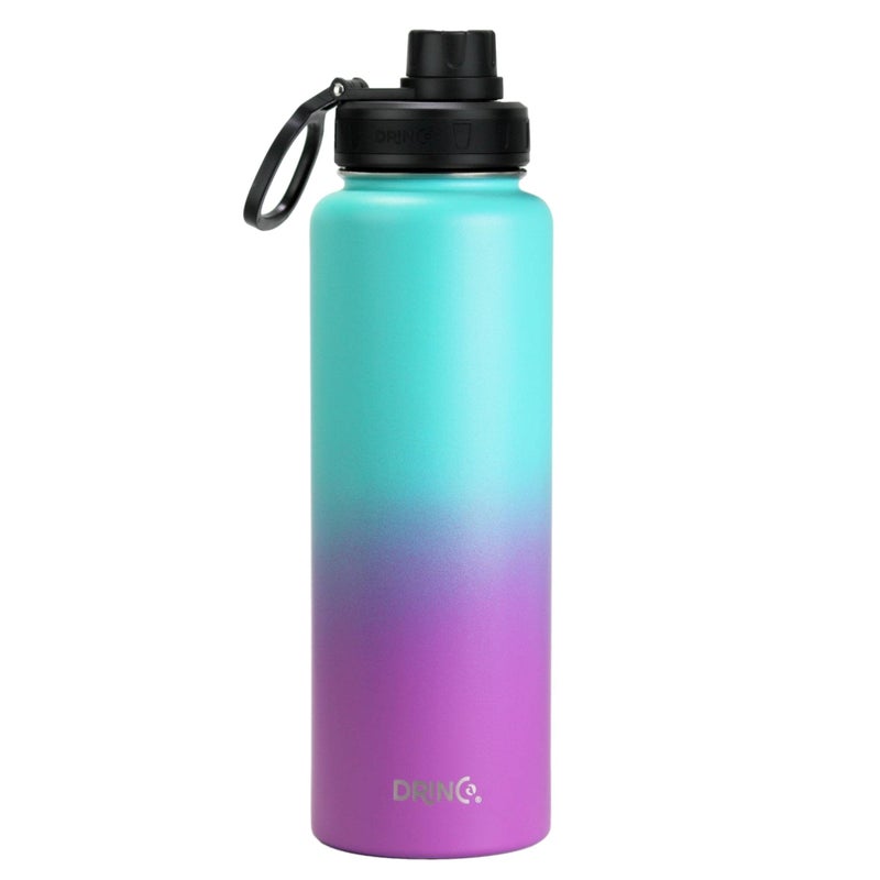 DRINCO Stainless Steel Water Bottle Spout Lid Vacuum Insulated Double Wall Water Bottle Wide Mouth 40oz 32oz 22oz 18oz 14oz Leak Proof Keep Cold Sport Camping Hiking 40 oz 40oz Ombre Fuchsia Teal