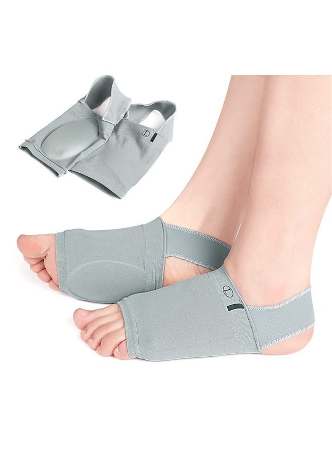 Metatarsal Compression Arch Support Sleeves with Gel Pad – 1 Pair for Men & Women – Flat Foot & Plantar Fasciitis Relief (Gray) - Image 1