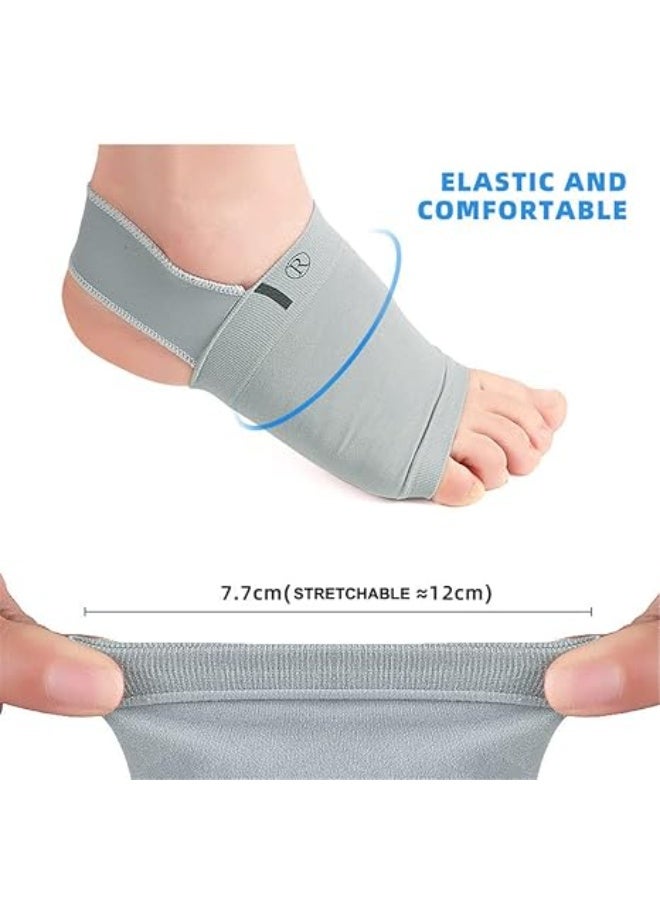 Metatarsal Compression Arch Support Sleeves with Gel Pad – 1 Pair for Men & Women – Flat Foot & Plantar Fasciitis Relief (Gray) - Image 3