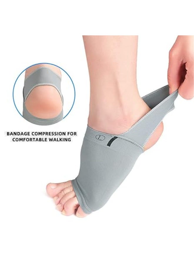 Metatarsal Compression Arch Support Sleeves with Gel Pad – 1 Pair for Men & Women – Flat Foot & Plantar Fasciitis Relief (Gray) - Image 4