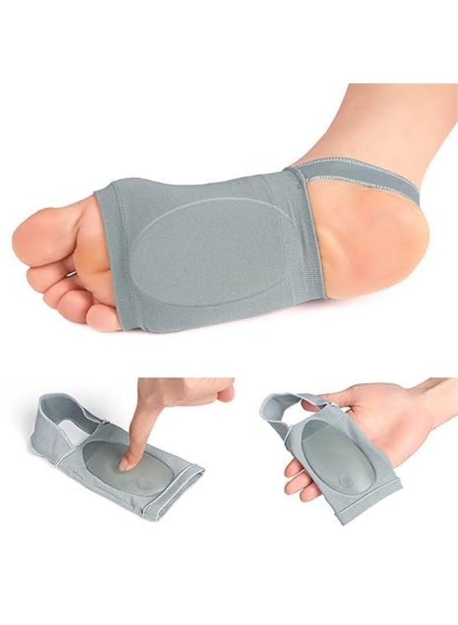 Metatarsal Compression Arch Support Sleeves with Gel Pad – 1 Pair for Men & Women – Flat Foot & Plantar Fasciitis Relief (Gray) - Image 2