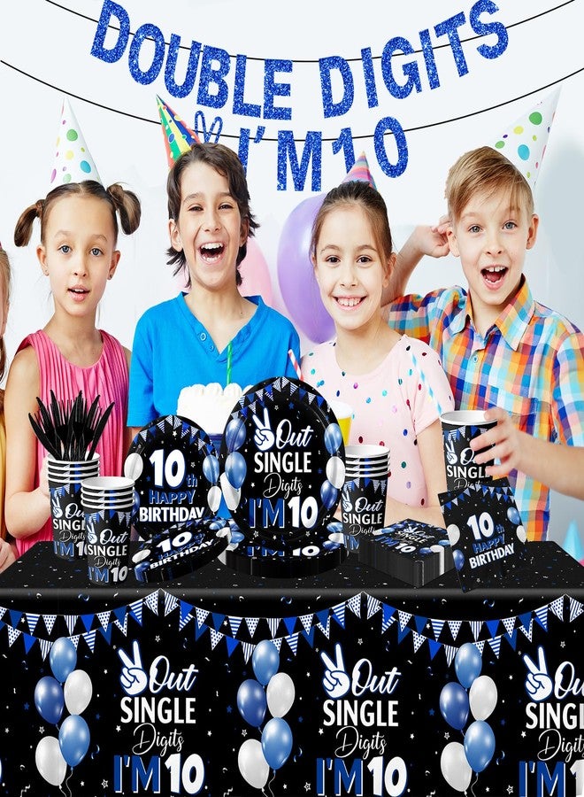 Bezkega 142pcs 10th Birthday Decorations for Boys,10 Year Old Birthday Decorations Tableware Double Digits Birthday Boy Plates and Napkins Cups Tablecloth for Boys Birthday Party Decorations - Image 3